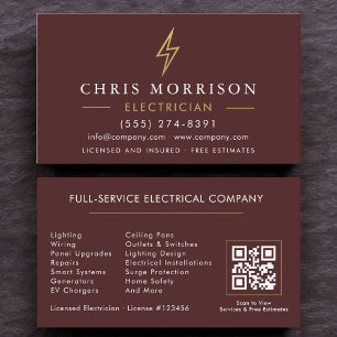 Burgund Gold Elektriker QR-Code Modern Visitenkarte