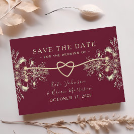 Burgund Gold Floral Fall Save The Date