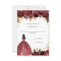 Burgund Gold Floral Prinzessin Quinceanera