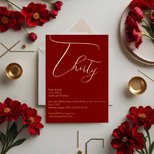 Burgund & Gold Foil 30. Geburtstag Einladung