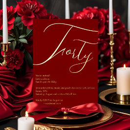 Burgund & Gold Foil 40. Geburtstagsfeier Folieneinladung