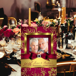 Burgund Gold Foto 50. Hochzeitstag Einladung