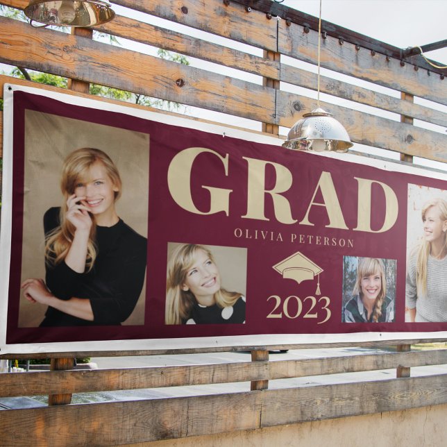 Burgund Gold Foto Graduate Class 2023 Banner (Von Creator hochgeladen)