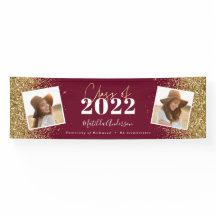 Burgund Gold Glitzer 2 Foto Klasse Abschluss