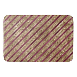 Burgund Gold Glitzer Streifen Badematte