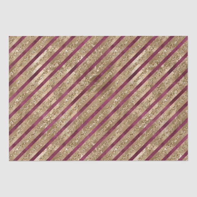 Burgund Gold Glitzer Streifen Seidenpapier (Vorderseite)