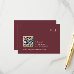 Burgund Gold Hochzeitswebsite QR Code Begleitkarte