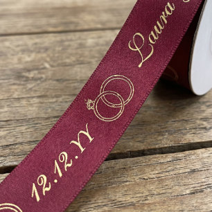 Burgund Gold Jubiläum Personalisierter Name Datum Satinband