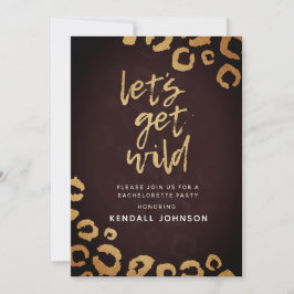 Burgund & Gold Leopard Junggeselinnen-Abschied lad Einladung