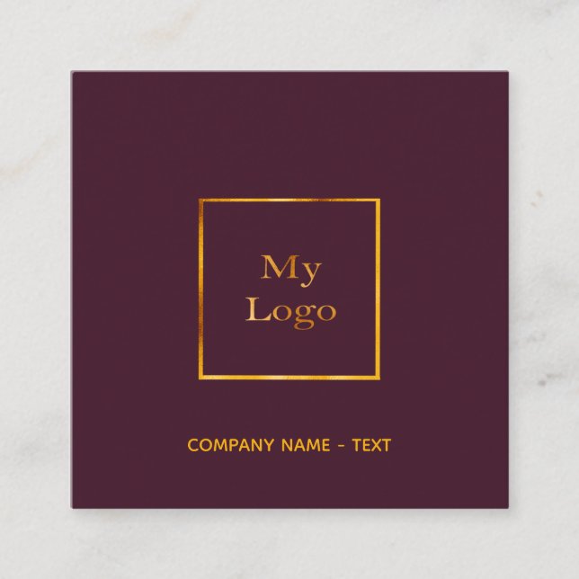 Burgund Gold Logo QR Code elegant Quadratische Visitenkarte (Vorderseite)