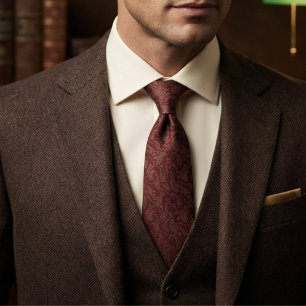 Burgund Gold Paisley Jacquard Krawatte