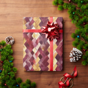 Burgund Gold Pfirsich Zickzack Weihnachten Geschenkpapier