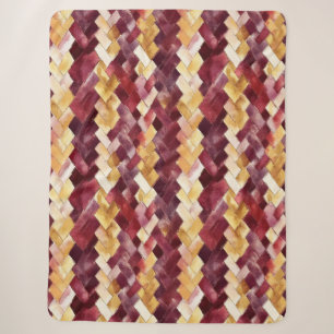 Burgund Gold Pfirsich Zickzack Weihnachten Sherpadecke