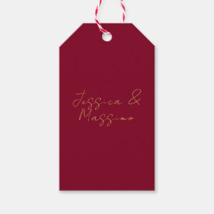 Burgund Gold Professionell Trendige Minimalistisch Geschenkanhänger