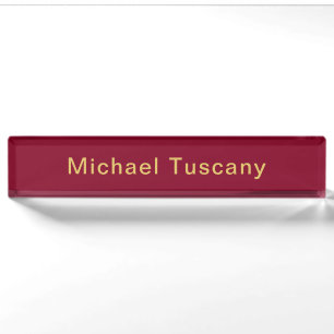 Burgund Gold Professionell Trendy Minimalist Text Namensplakette