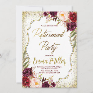 Burgund & Gold Rentirement Celebration Einladung