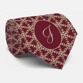 Burgund Gold Snowflakes Muster Mit Monogramm Krawatte