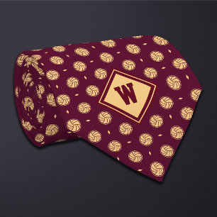 Burgund Gold Volleyball Icon Krawatte