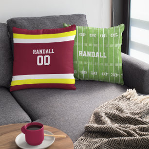 Burgund, Gold & White Football Team Personalisiert Kissen
