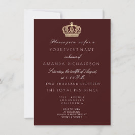 Burgund Golden Crown Royal Glitzer 16. Bridal Einladung