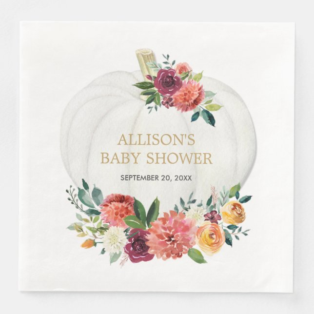 Burgund-Goldkürbis Serviette (Vorderseite)