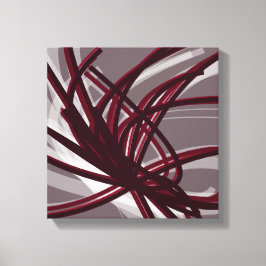Burgund & Grau Abstrakte Ribbons | Schatten und Li Leinwanddruck