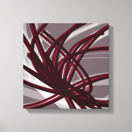 Burgund & Grau Abstrakte Ribbons | Schatten und Li Leinwanddruck