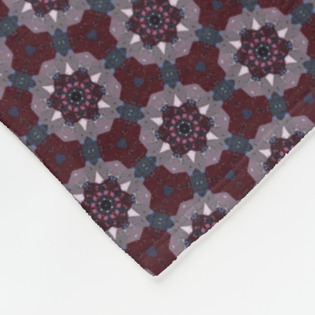Burgund & Grau Floral bemalte Steppdecke Fleecedecke (Ecke)