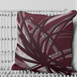 Burgund & Gray Artistic Abstrakt Ribbon Design Kissen