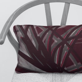 Burgund & Gray Artistic Abstrakt Ribbon Design Lendenkissen