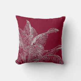 Burgund & Gray Botanical | Elegante Tropenpalme Kissen