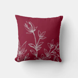Burgund & Gray Botanical | Rhatany-Blume Kissen