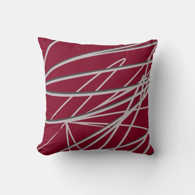 Burgund & Gray Moderne Elegante Abstrakt Kissen (Vorderseite)