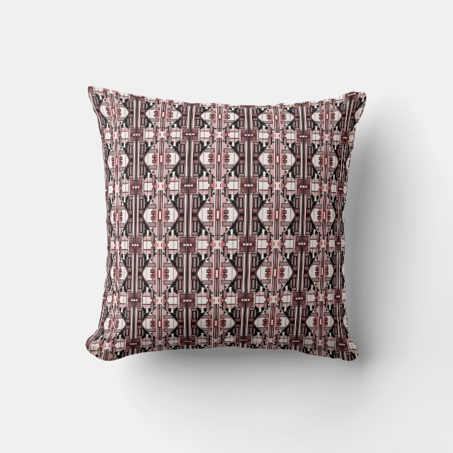 Burgund Gray White Contemporary Small Mosaics Kissen (Vorderseite)