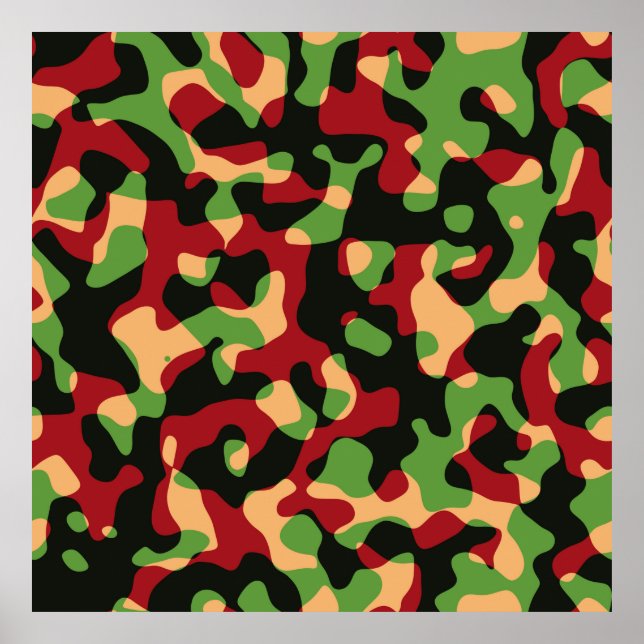 Burgund Green Black Camouflage Army Muster Poster (Vorne)