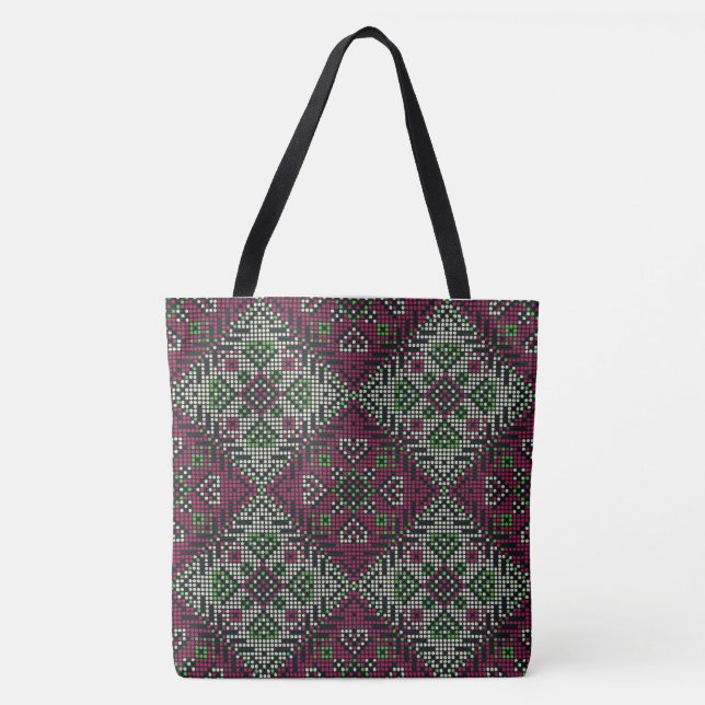 Burgund/grüne ethnische Tasche (Vorderseite)