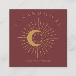 Burgund heilt Sun Moon Spirituelle Solarenergie Quadratische Visitenkarte