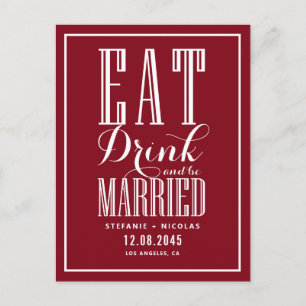 Burgund Heiraten, Essen, Trinken und Feiern - Term Ankündigungspostkarte
