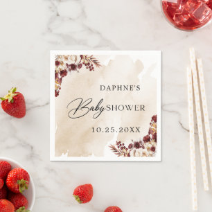 Burgund Herbst Blume und Blätter Kinderdusche Serviette