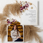 Burgund Herbstfall Floral Bat Mitzvah Foto Einladung<br><div class="desc">Tauchen Sie ein in die lebhaften Herbstfarben des Bat Mitzvah mit unseren exquisiten Einladungen zum Foto Mitzvah aus dem Burgund Herbst. Mit atemberaubenden Bildern,  zarten bordeauxfarbenen Blume und einem bezaubernden Bogen verkörpern diese Einladungen die Wärme und Schönheit der Saison.</div>