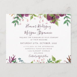 Burgund Hochzeit Blumenschrift Einladung Postkarte