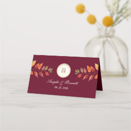 Burgund-Hochzeit im Herbst Platzkarte