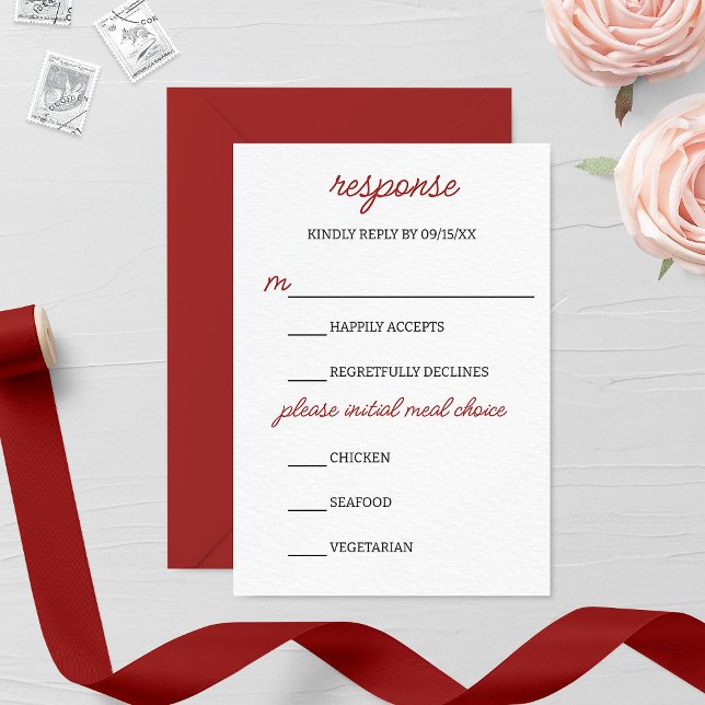 Burgund-Hochzeit im Herbst-RSVP-Karte RSVP Karte (Von Creator hochgeladen)