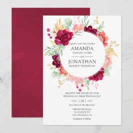 Burgund - Hochzeit in Marsala und Blush Einladung