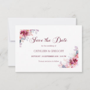 Burgund Hochzeit mit Aquarell-Kalligrafie im Herbs Save The Date