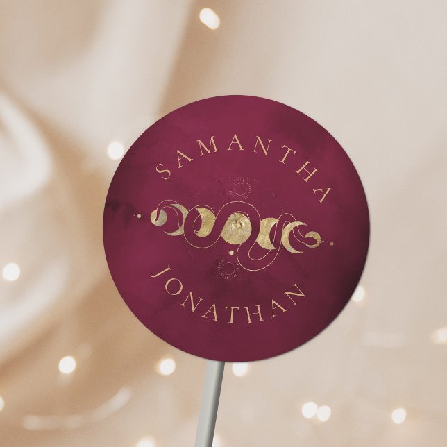 Burgund & Imitate Gold Tarot Celestiding Runder Aufkleber (Von Creator hochgeladen)