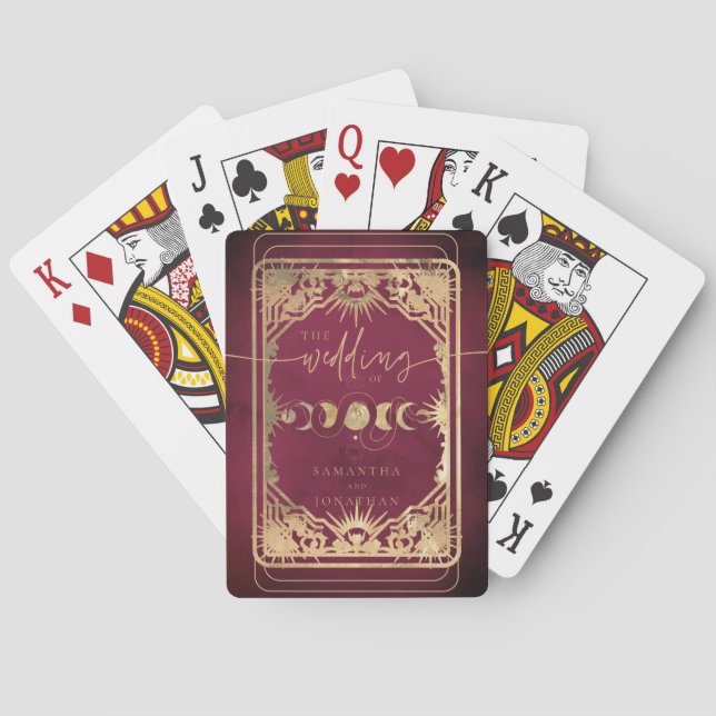Burgund & Imitate Gold Tarot Celestiding Spielkarten (Rückseite)