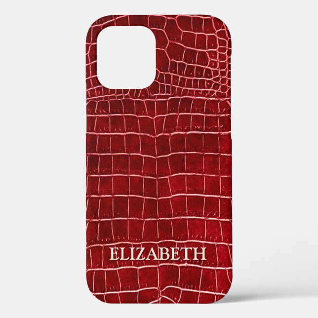 Burgund Imitate Krokodile Leder Personalisierter N Case-Mate iPhone Hülle (Rückseite)