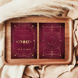 Burgund & Imitats Gold Tarot Celestial Save The Date