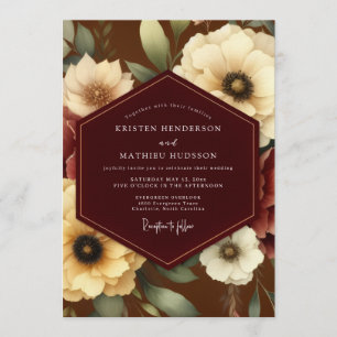 Burgund Ivory Bloom Hochzeit Einladung